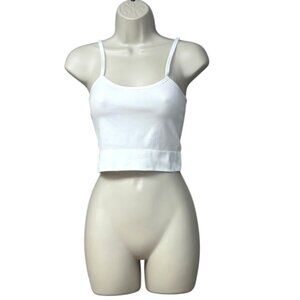 Manifest Offline Ribbed Cropped Tank Top With Adjustable Straps, White, Sz. M